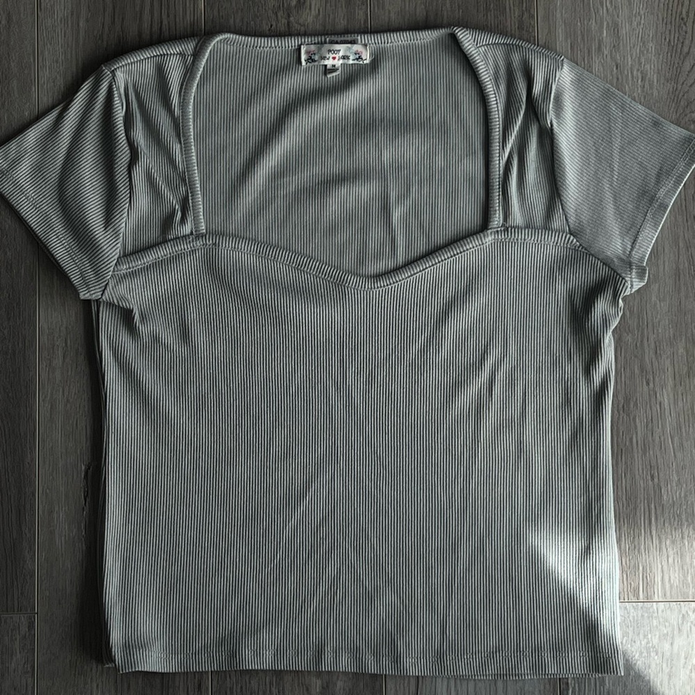 Women's Square Neck Ribbed Top - Light teal